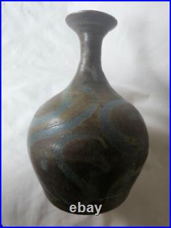 Wonderful early studio pottery vase bottle form great glaze effects Wonderful early studio pottery vase bottle form great glaze effects