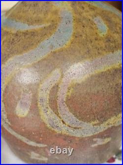 Wonderful early studio pottery vase bottle form great glaze effects
