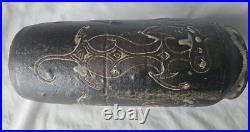 Wonderful unusual large studio art pottery vase with charming incised figures