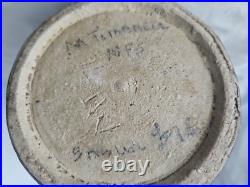 Wonderful unusual large studio art pottery vase with charming incised figures