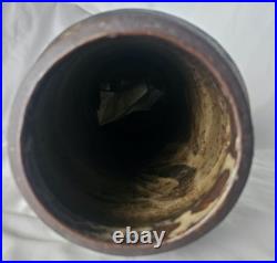 Wonderful unusual large studio art pottery vase with charming incised figures