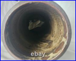 Wonderful unusual large studio art pottery vase with charming incised figures