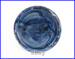 XL Blue Carved Fish Studio Pottery Vase by Hanen Ben Salah Signed