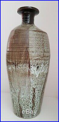 XL David Leach Fox Glove Tenmoku Glazed Studio Pottery Vase 20th Century