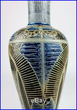 -martin Brothers, 1875- Large Studio Pottery Grotesque Blue/brown Vase, Signed